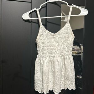 White eyelit tank top